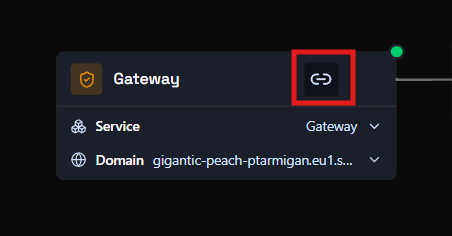 Gateway node with the custom domain link icon highlighted