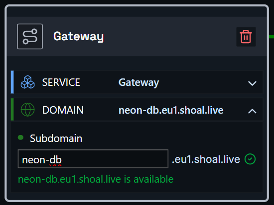 Neon gateway config
